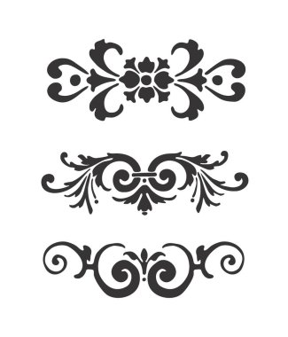 Siyah renk üzerine dekoratif süsler koleksiyonu