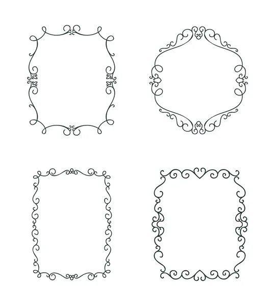 El çizimi dekoratif vintage çerçeveler