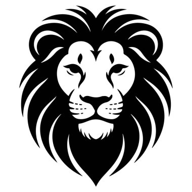 Görkemli aslan başı beyaz arka planda izole edilmiş. Gücün, cesaretin ve ormanın kralının sembolü.