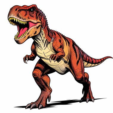 Dinozor model park devi Tyrannosaurus sergi parkı yaz güneşli gün illüstrasyonu