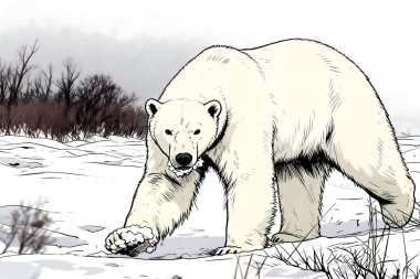 Kutup ayısı tundra kar Kanada illüstrasyonu