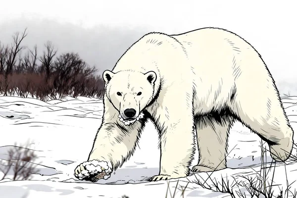 Kutup ayısı tundra kar Kanada illüstrasyonu