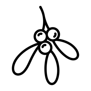 Ökseotu dalının basit siyah beyaz çizgi resim simgesi