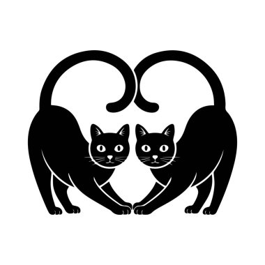 Kalp şeklinde iki kara kedi.