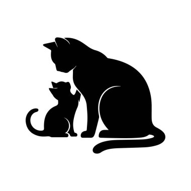 Anne kedi ve kedi silueti.