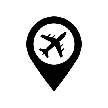 Bir konum logosu içinde uçak simgesi