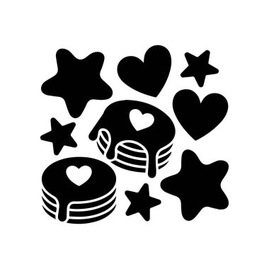 Kalp şeklinde ve yıldızlı krep yığını