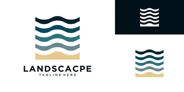 Okyanus manzarası logosu tasarım örnekleme şablonu