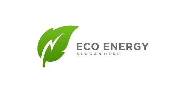 Yaprak ve elektrik ile eko enerji logosu tasarımı
