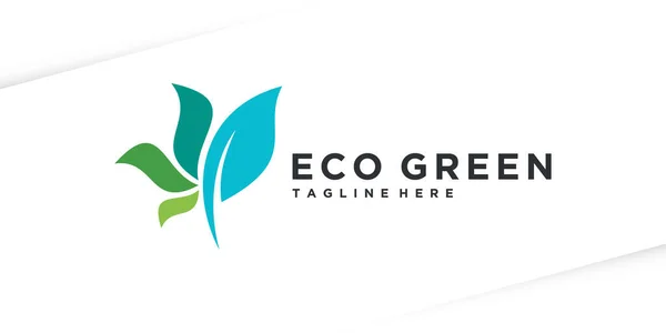 Çevre yeşil yaprak logosu tasarımı soyut