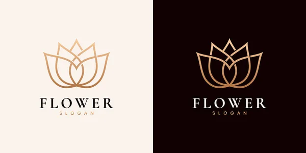 Altın lüks lotus çiçeği logosu tasarım şablonu