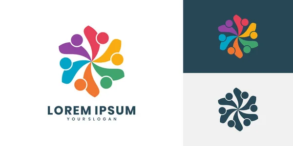 Soyut insanlar takım çalışması logo tasarımını daire içine alır