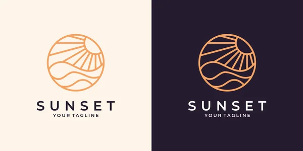 Asgari gün batımı çizgisi sanat logosu tasarımı