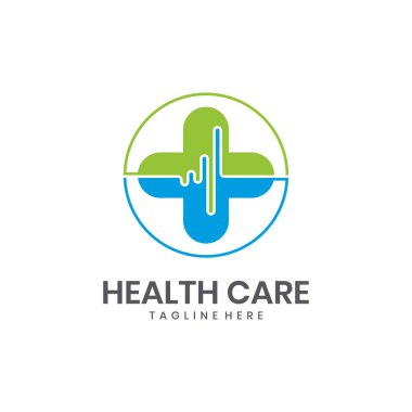 Sağlık hizmetleri logosu ve kalp atışı çizgisi