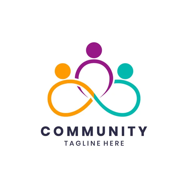 Bağlı insan simgelerine sahip sonsuz topluluk logosu