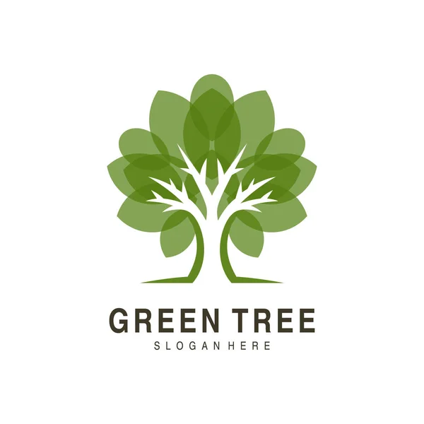 Yapraklı yeşil doğa ağacı logosu çizimi
