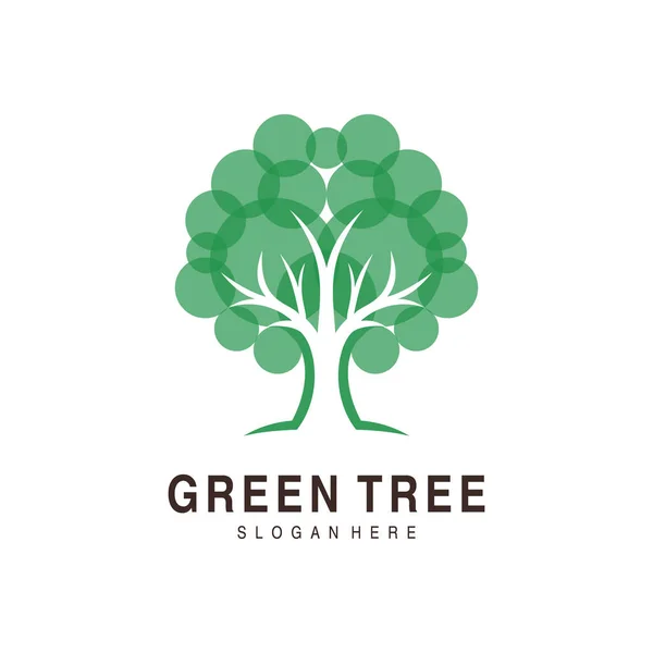 Yapraklı yeşil doğa ağacı logosu çizimi