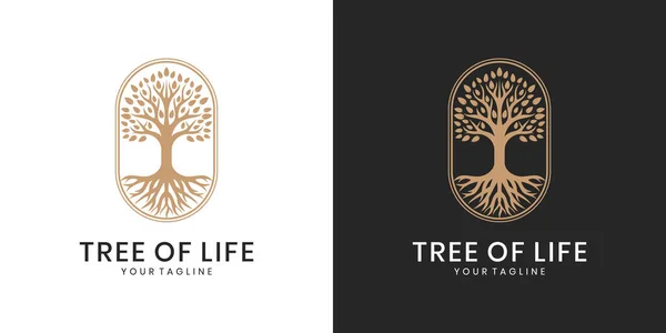 Yaşam ağacı ağaç kökleri ve dalları ile logo tasarımı