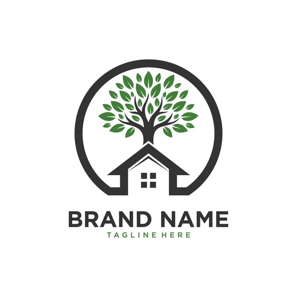 Eko ev ağacı logosu, sürdürülebilir emlak tasarımı