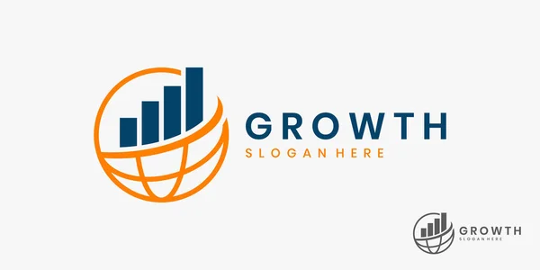 Artan çubuk grafik simgesine sahip küresel iş büyümesi logosu