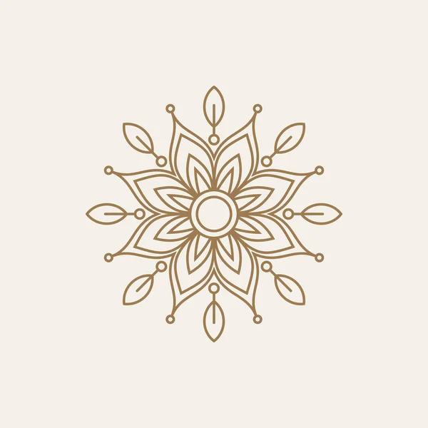Altın çiçekli mandala süs hattı sanat logosu amblemi