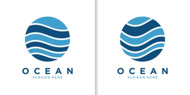 Dairesel okyanus dalgası logosu tasarımı