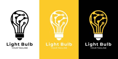 Devre çizgileri olan teknoloji ampul logosu