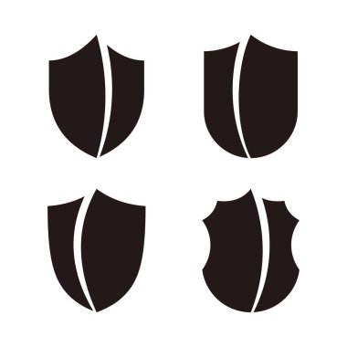 Soyut kalkan koruma logosu dizayn seti