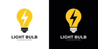 Şimşek sembollü modern ampul logosu