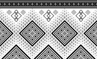 Etnik model vektörü, kabile motif tasarımı, soyut dikişsiz geometrik arkaplan, grafiksel kumaş siyah ve beyaz