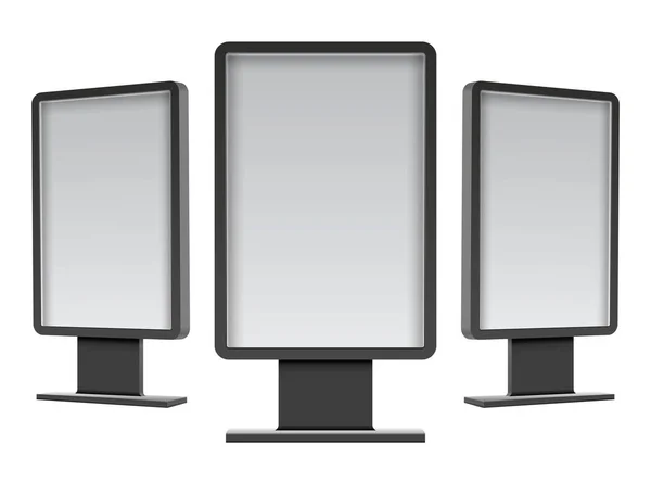 Işık kutusu maketi seti, sokak OOH reklamcılığı, tanıtım için boş şablon, stand Display (boş ışık kutusu). beyaz üzerine izole şablon. 