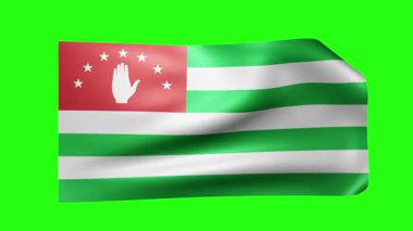 Abhazya bayrağı. Yeşil arkaplandaki animasyon döngüsü. Görüntü. Rüzgarda bayrak, krom anahtar. 4 bin. 3 Boyutlu Hazırlama.