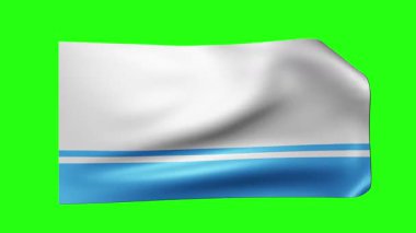 Altai Cumhuriyeti bayrağı. Yeşil arkaplandaki animasyon döngüsü. Görüntü. Rüzgarda bayrak, krom anahtar. 4 bin. 3 Boyutlu Hazırlama.