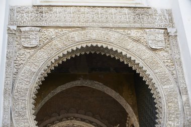 Patio de los Naranjos ve Sevilla Katedrali, Sevilla, Endülüs, İspanya ve Avrupa 'nın kırsal girişinin ayrıntıları