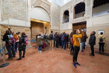 Cordoba, Endülüs, İspanya, 28 Aralık 2016, Sinagoga de Cordoba 'nın iç manzarası