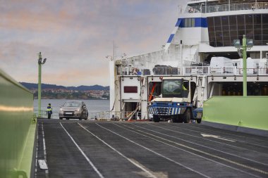 Feribota giriş rampası Bilbao, Biscay, Bizkaia, Bask Ülkesi, Euskadi, Euskal Herria, İspanya, Avrupa