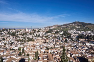 Albaicin ve Sacromonte, Granada, Endülüs, İspanya ve Avrupa 'nın havadan görünüşü.