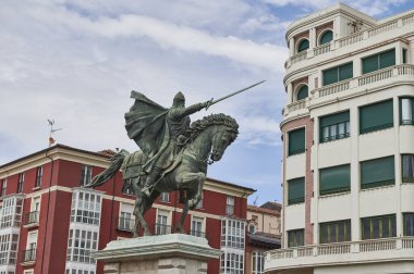 Rodrigo Diaz de Vivar 'ın heykeli, daha çok El Cid Campeador olarak bilinir, Burgos, Castilla y Leon, İspanya