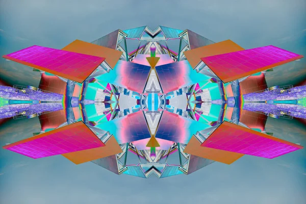 Güçlü renklerin gelecekçi kaleydoskopik görüntüsü