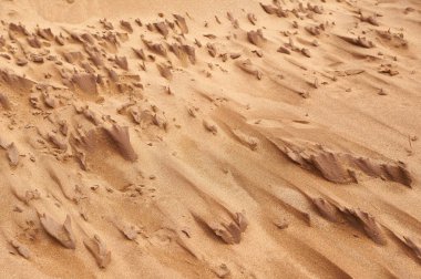 Düzensiz yapılar oluşturan kum tepelerinin ayrıntıları