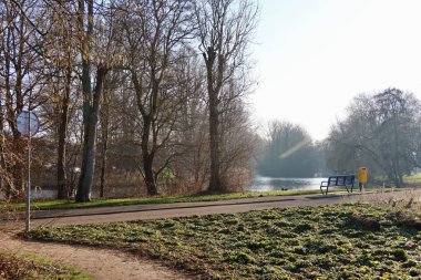 Ağaçlar ve doğal çevresiyle parkın içinden geçen kıvrımlı yürüyüş yolu.