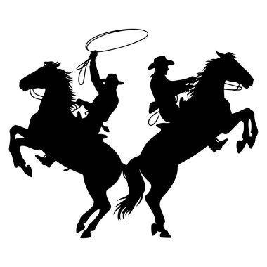 Beyaz arka planda at ve binicinin silueti.