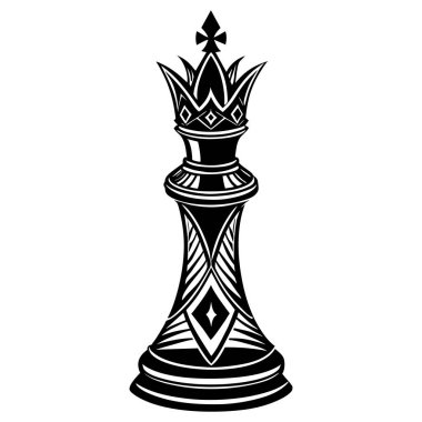 Satranç kralı taşı siyah renk izole illüstrasyonu