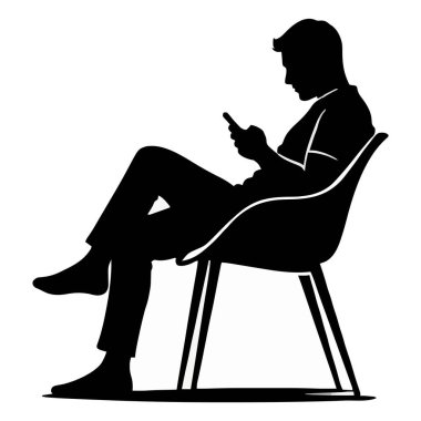Sandalyedeki iş adamı silueti, illüstrasyon
