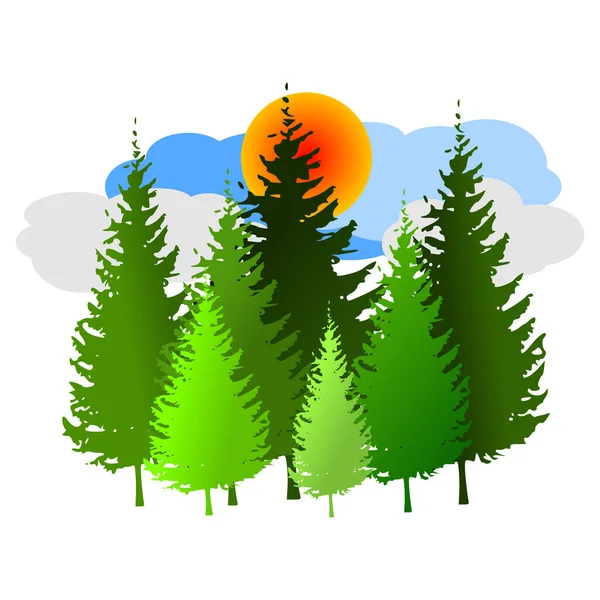 vektör yeşil ağaç güneşli.