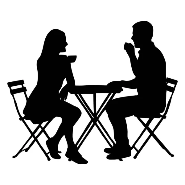 Vektör siluetleri. Bir kafede oturan insanlar..