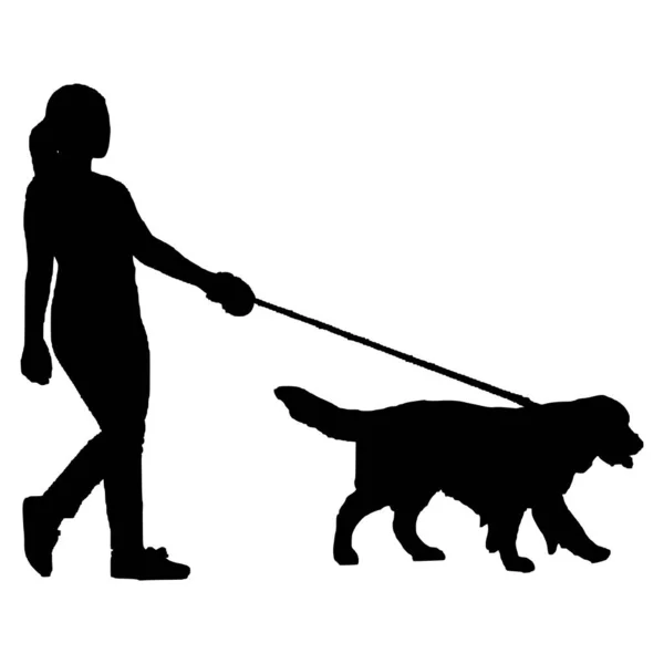 Köpekli kadının vektör illüstrasyonu