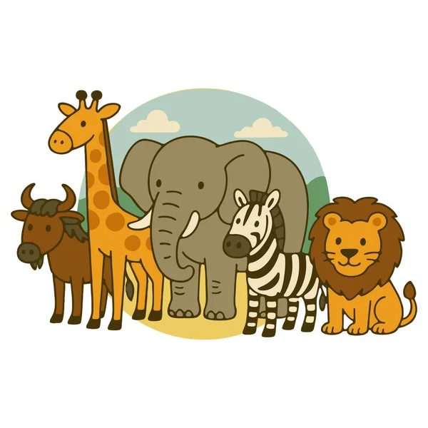 Vahşi hayvanlar çizgi film vektör çizimi grafik tasarımı