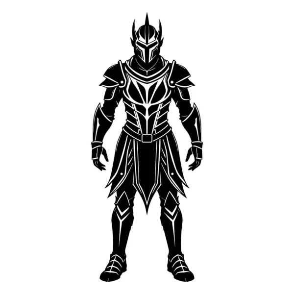 Beyaz arka planda kılıcı olan savaşçının vektör silueti