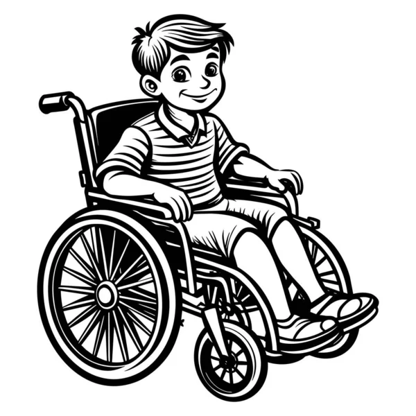 Tekerlekli sandalyedeki çocuk, vektör çizimi